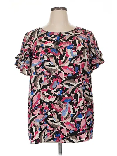 Pre-owned Lane Bryant Short Sleeve Blouse In Pink