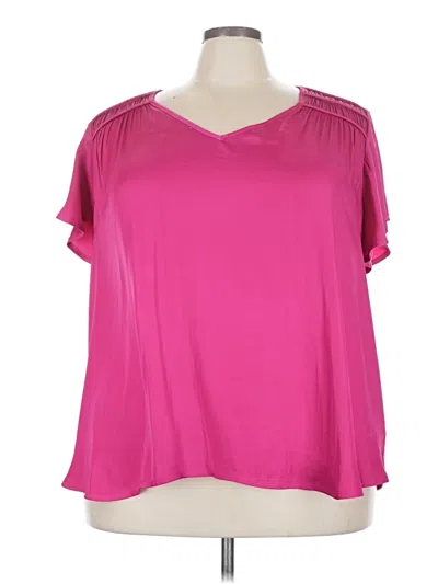 Pre-owned Lane Bryant Short Sleeve Blouse In Pink