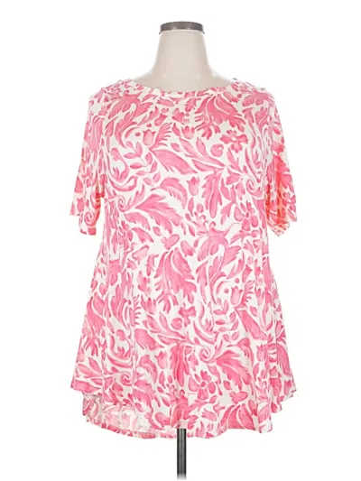 Pre-owned Lane Bryant Short Sleeve Blouse In Pink