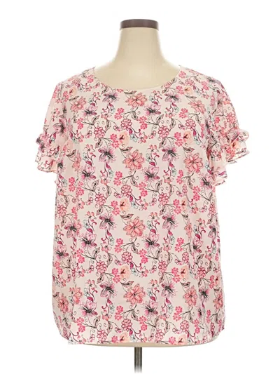 Pre-owned Lane Bryant Short Sleeve Blouse In Pink
