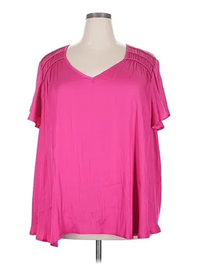 Pre-owned Lane Bryant Short Sleeve Blouse In Pink