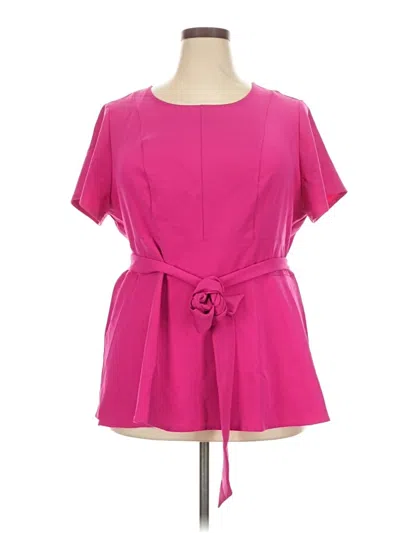 Pre-owned Lane Bryant Short Sleeve Blouse In Pink