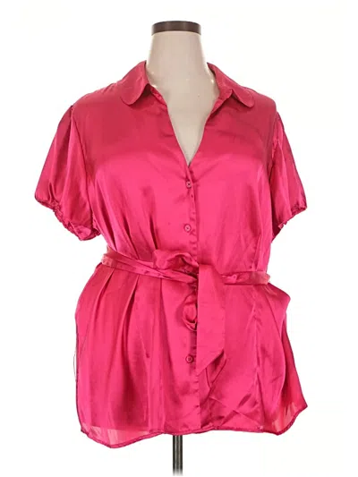 Pre-owned Lane Bryant Short Sleeve Blouse In Pink