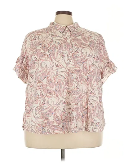 Pre-owned Lane Bryant Short Sleeve Blouse In Pink