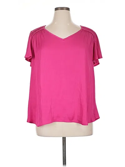 Pre-owned Lane Bryant Short Sleeve Blouse In Pink