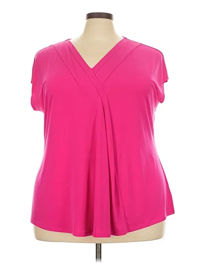 Pre-owned Lane Bryant Short Sleeve Blouse In Pink