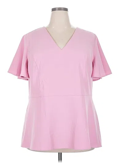 Pre-owned Lane Bryant Short Sleeve Blouse In Pink