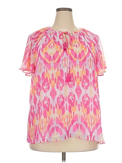 Pre-owned Lane Bryant Short Sleeve Blouse In Pink