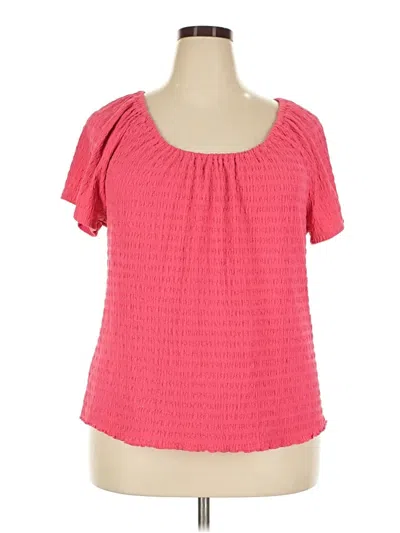Pre-owned Lane Bryant Short Sleeve Blouse In Pink