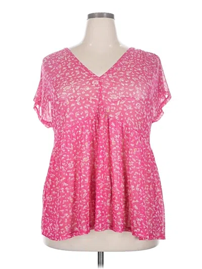 Lane Bryant Short Sleeve Blouse In Pink