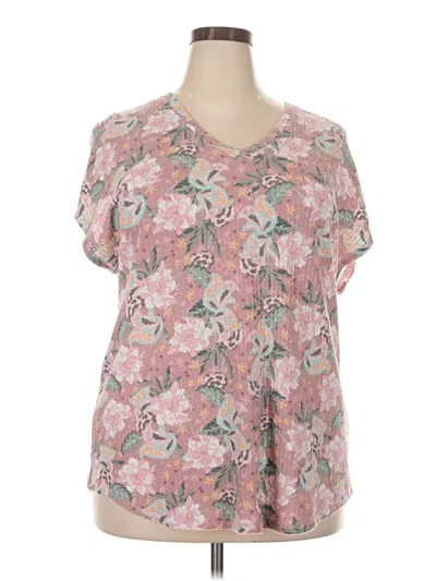 Pre-owned Lane Bryant Short Sleeve Blouse In Pink