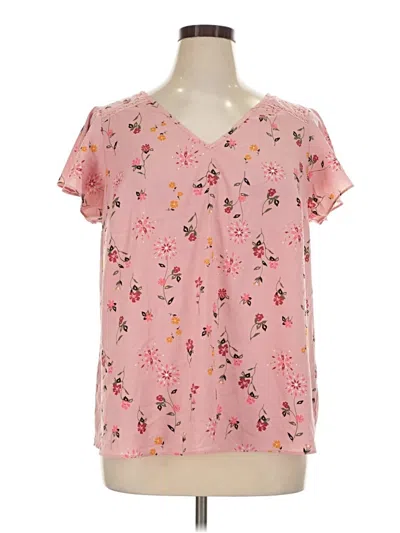 Pre-owned Lane Bryant Short Sleeve Blouse In Pink