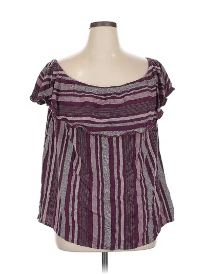 Pre-owned Lane Bryant Short Sleeve Blouse In Purple