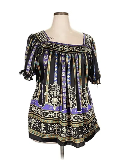 Pre-owned Lane Bryant Short Sleeve Blouse In Purple