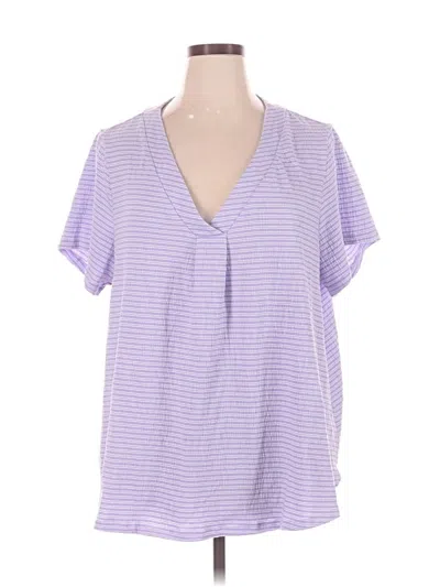 Pre-owned Lane Bryant Short Sleeve Blouse In Purple