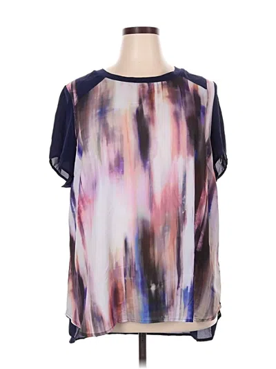 Pre-owned Lane Bryant Short Sleeve Blouse In Purple