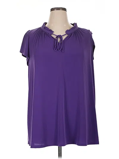 Pre-owned Lane Bryant Short Sleeve Blouse In Purple