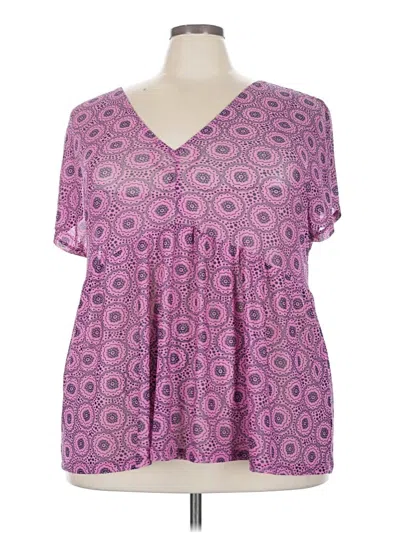Pre-owned Lane Bryant Short Sleeve Blouse In Purple