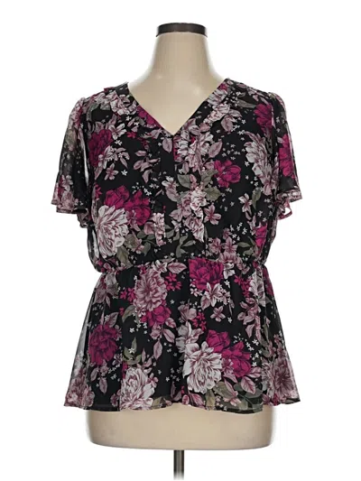 Lane Bryant Short Sleeve Blouse In Purple