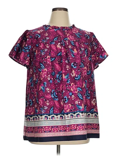 Pre-owned Lane Bryant Short Sleeve Blouse In Purple