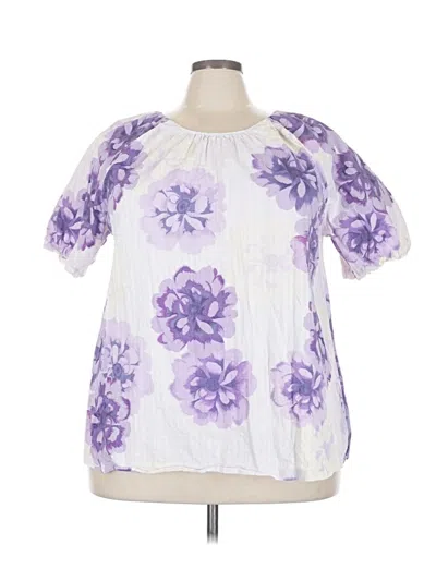 Pre-owned Lane Bryant Short Sleeve Blouse In Purple