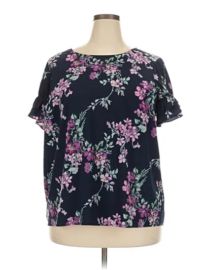 Pre-owned Lane Bryant Short Sleeve Blouse In Purple