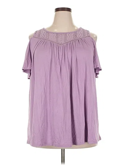 Pre-owned Lane Bryant Short Sleeve Blouse In Purple