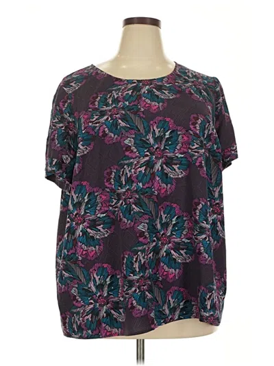 Pre-owned Lane Bryant Short Sleeve Blouse In Purple