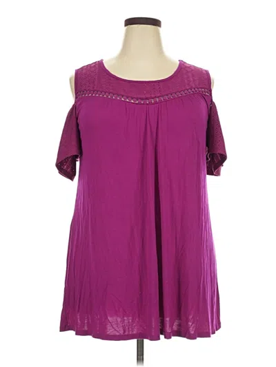 Pre-owned Lane Bryant Short Sleeve Blouse In Purple