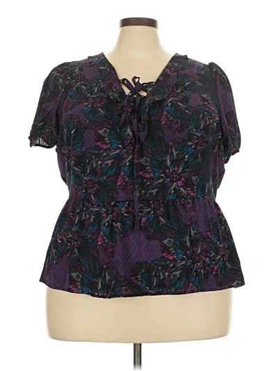 Pre-owned Lane Bryant Short Sleeve Blouse In Purple