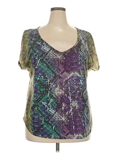 Pre-owned Lane Bryant Short Sleeve Blouse In Purple