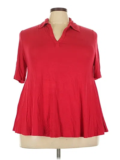 Pre-owned Lane Bryant Short Sleeve Blouse In Red