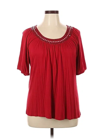 Pre-owned Lane Bryant Short Sleeve Blouse In Red