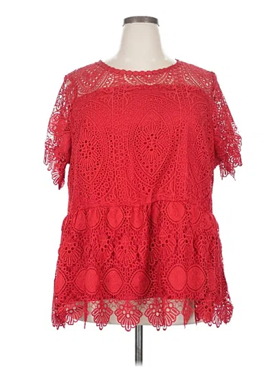 Lane Bryant Short Sleeve Blouse In Red