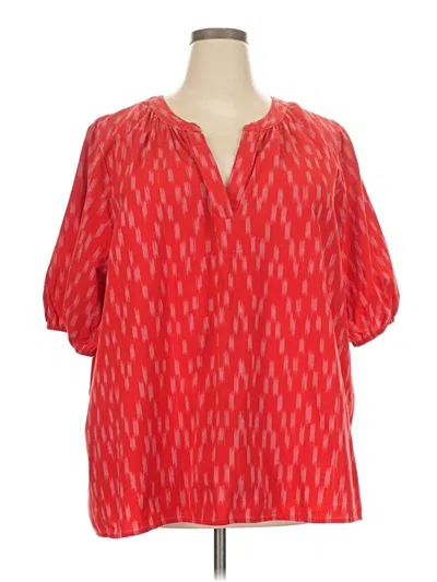 Pre-owned Lane Bryant Short Sleeve Blouse In Red