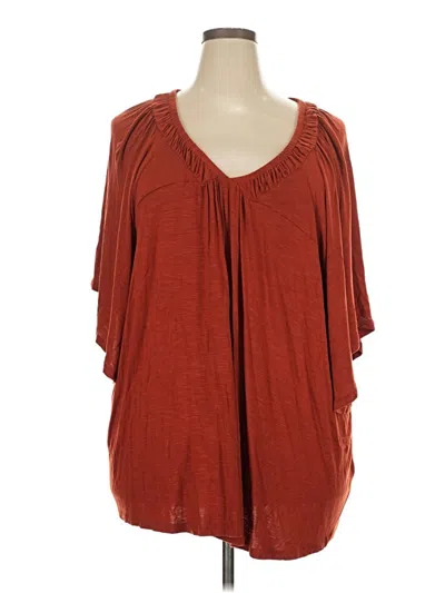 Pre-owned Lane Bryant Short Sleeve Blouse In Red