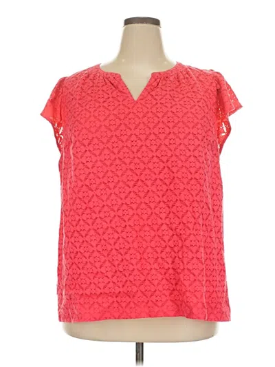 Pre-owned Lane Bryant Short Sleeve Blouse In Red