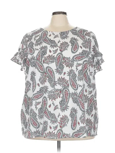 Pre-owned Lane Bryant Short Sleeve Blouse In Silver