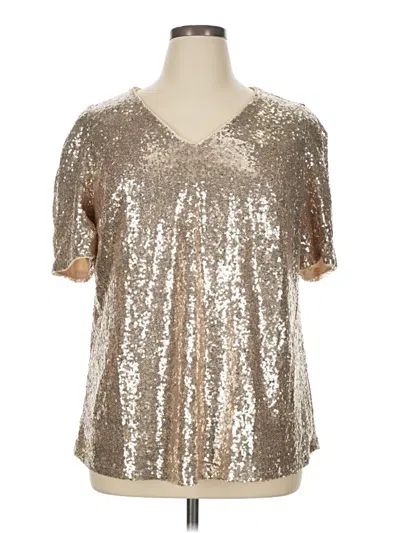 Pre-owned Lane Bryant Short Sleeve Blouse In Silver