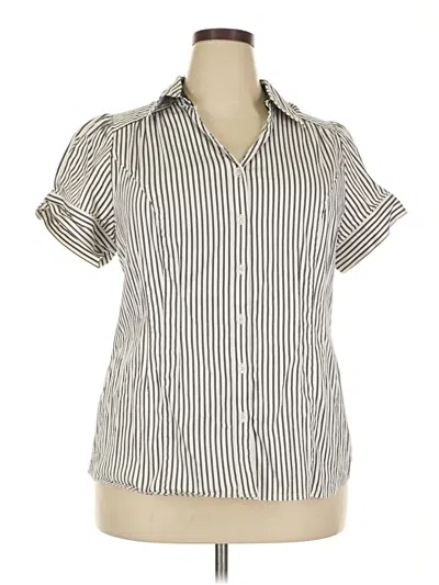 Pre-owned Lane Bryant Short Sleeve Blouse In Silver