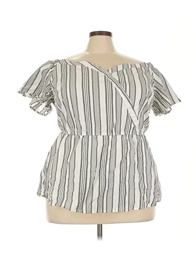 Pre-owned Lane Bryant Short Sleeve Blouse In Silver