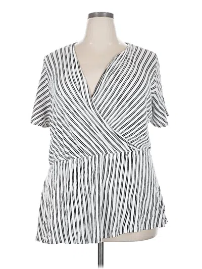 Pre-owned Lane Bryant Short Sleeve Blouse In Silver