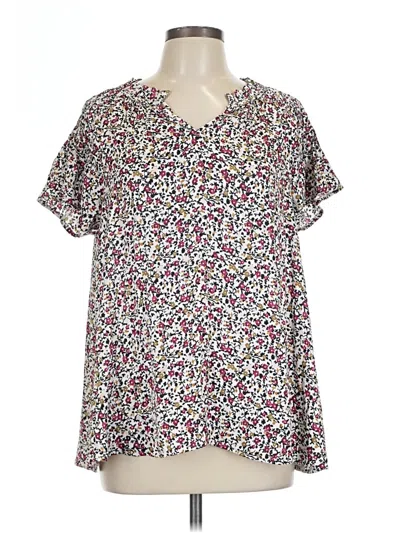 Pre-owned Lane Bryant Short Sleeve Blouse In Silver