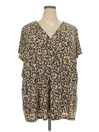 Pre-owned Lane Bryant Short Sleeve Blouse In Tan