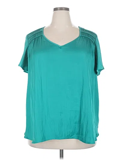 Pre-owned Lane Bryant Short Sleeve Blouse In Teal