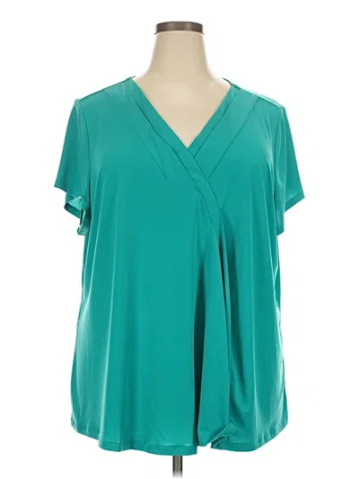 Pre-owned Lane Bryant Short Sleeve Blouse In Teal