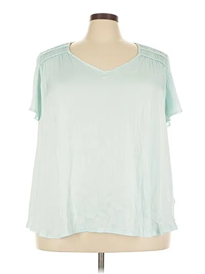 Pre-owned Lane Bryant Short Sleeve Blouse In Teal