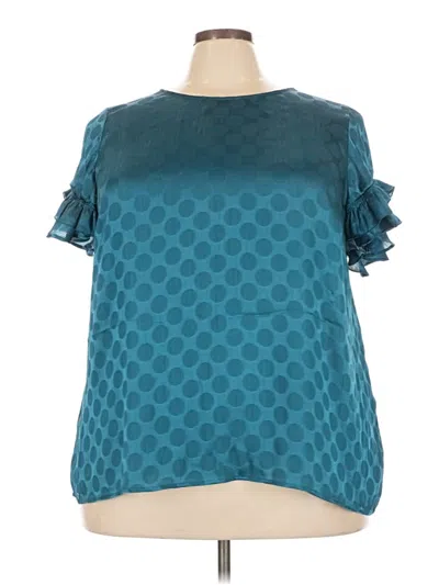 Pre-owned Lane Bryant Short Sleeve Blouse In Teal