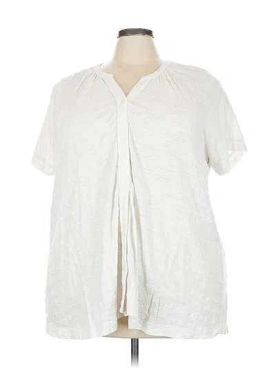 Pre-owned Lane Bryant Short Sleeve Blouse In White