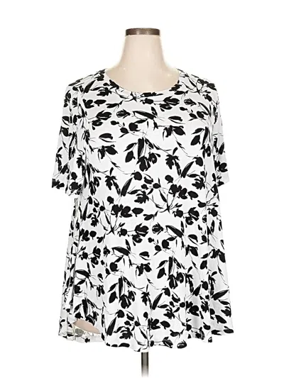 Pre-owned Lane Bryant Short Sleeve Blouse In White